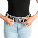 Batman Full Color Black Silver Black Seatbelt Belt - Bat Signal-5 Black/Yellow/Black Webbing
