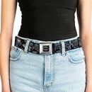 Batman Full Color Black Silver Black Seatbelt Belt - New 52 Batman Shooting/Jumping Poses Grays Webbing