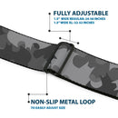Batman Full Color Black Silver Black Seatbelt Belt - Bat Signal Stacked Black/Grays Webbing
