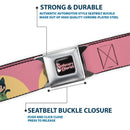 THE APOTHECARY DIARIES Title Logo Full Color Black/Red/White Seatbelt Belt - The Apothecary Diaries Chibi Maomao Cat Pose Pink/Yellow Webbing