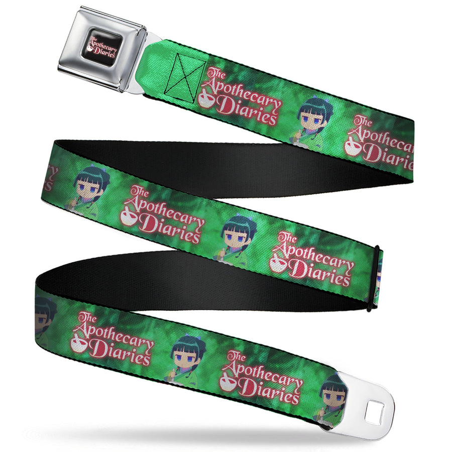 THE APOTHECARY DIARIES Title Logo Full Color Black/Red/White Seatbelt Belt - THE APOTHECARY DIARIES Maomao Grinding Pose and Title Logo Greens Webbing