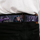 Catwoman Face Full Color Purple Seatbelt Belt - CATWOMAN-NINE LIVES OF A FELINE FATALE Pose2/Jewelry/Black Cat Purples Webbing