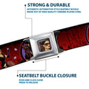 CATWOMAN Bombshell Face CLOSE-UP Full Color Red Seatbelt Belt - CATWOMAN Bombshell Pose/Diamonds Red/Purple/Black Webbing