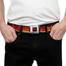 Nightwing Logo Full Color Black Red Seatbelt Belt - NIGHTWING Poses/Bats Welcome to Gotham Comic Book Cover Webbing