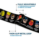 DC Round Logo Black/Silver Seatbelt Belt - DC Originals SUPER HEROES HAVE ISSUES TOO! Faces/Issues Black Webbing