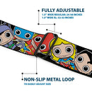 DC Round Logo Black/Silver Seatbelt Belt - DC Mini Group Stacked Black Webbing