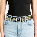 DC Round Logo Black/Silver Seatbelt Belt - Superheroines Wonder Woman/Supergirl/Batgirl Webbing