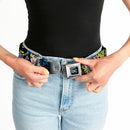 DC Round Logo Black/Silver Seatbelt Belt - Superheroines Wonder Woman/Supergirl/Batgirl Webbing