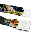 DC Round Logo Black/Silver Seatbelt Belt - Superheroines Wonder Woman/Supergirl/Batgirl Webbing