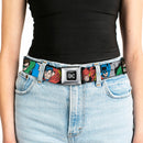 DC Round Logo Black/Silver Seatbelt Belt - Justice League Superheroes CLOSE-UP New Webbing