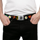 DC Round Logo Black/Silver Seatbelt Belt - Justice League Superhero Logos Webbing