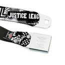 DC Round Logo Black/Silver Seatbelt Belt - JUSTICE LEAGUE Superheroes Retro Pop White/Black Webbing