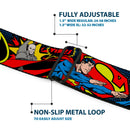 DC Round Logo Black/Silver Seatbelt Belt - Classic Batman/Joker & Superman/Lex Luthor Halftone Black/Blue Webbing