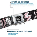 DC Round Logo Black/Silver Seatbelt Belt - Batgirl/Wonder Woman/Supergirl Retro Panels Black/Pink/White Webbing
