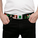 POISON IVY Script Leaves Full Color Greens Black Seatbelt Belt - DC Originals Poison Ivy 3-Poses/Ivy Black/Greens Webbing