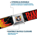 Bane Face Explosion Full Color Seatbelt Belt - BANE Pose/Explosion Bat Signal/Chanlink Black/Gray/Reds Webbing