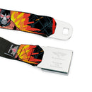 Bane Face Explosion Full Color Seatbelt Belt - BANE Pose/Explosion Bat Signal/Chanlink Black/Gray/Reds Webbing