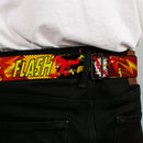Flash Logo Black Seatbelt Belt - The Flash BOOM-KABOOM! Webbing