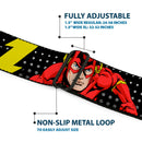 Flash Logo Full Color Black Seatbelt Belt - THE FLASH Running Action Pose/Lightning Bolt Halftone Dots Black/Grays/Yellows Webbing