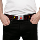 Flash Logo Full Color Black Seatbelt Belt - The Flash Logo13 Scattered Black/Red/Yellow Webbing