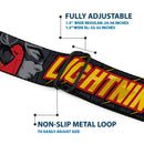 Flash Logo4 Full Color Black Yellow Red Seatbelt Belt - The Flash Running Poses LIGHTNING STRIKES Grays/Red/Yellow Webbing