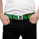 GREEN ARROW Logo Full Color Black Green Seatbelt Belt - GREEN ARROW Poses WHAT CAN ONE MAN DO? Greens/Black Webbing