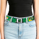 GREEN ARROW Logo Full Color Black Green Seatbelt Belt - GREEN ARROW Poses WHAT CAN ONE MAN DO? Greens/Black Webbing
