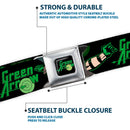 GREEN ARROW Logo Full Color Black Green Seatbelt Belt - GREEN ARROW Action Poses/Targets Black/Greens Webbing