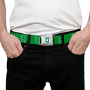 Green Lantern Logo CLOSE-UP White Green Seatbelt Belt - Green Lantern Logo Green/White Webbing