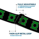 Green Lantern Logo CLOSE-UP Black Green Seatbelt Belt - Green Lantern Logo Black/Green Webbing