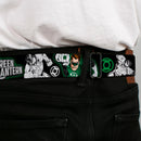 Green Lantern Logo CLOSE-UP Black Green Seatbelt Belt - GREEN LANTERN Action Poses Black/White/Green Webbing