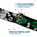 Green Lantern Logo CLOSE-UP Black Green Seatbelt Belt - GREEN LANTERN Action Poses Black/White/Green Webbing