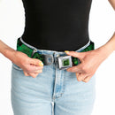 Green Lantern Logo Weathered Full Color Greens Seatbelt Belt - GREEN LANTERN/Logo Collage Weathered Greens Webbing