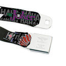 Joker Face Full Color Seatbelt Belt - The Joker Pose/Cards/HAHAHAHA Black/Gray Webbing