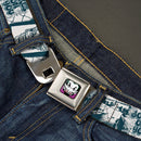 Joker Face Full Color Seatbelt Belt - Joker Spray Painted/Street Pose JOKES ON YOU White/Grays Webbing