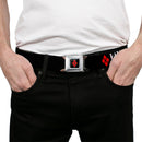 Harley Quinn Diamond Full Color Black Red Seatbelt Belt - HARLEY QUINN/Diamonds Black/Red/White Webbing