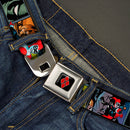 Harley Quinn Diamond Full Color Black/Red Seatbelt Belt - Harley Quinn/Night and Day Comic Book Character Blocks Webbing