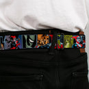 Harley Quinn Diamond Full Color Black/Red Seatbelt Belt - Harley Quinn/Night and Day Comic Book Character Blocks Webbing