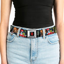 Harley Quinn Diamond Full Color Black/Red Seatbelt Belt - Harley Quinn/Night and Day Comic Book Character Blocks Webbing