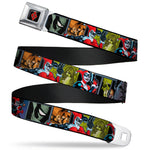 Harley Quinn Diamond Full Color Black/Red Seatbelt Belt - Harley Quinn/Night and Day Comic Book Character Blocks Webbing