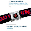 Harley Quinn Diamond Full Color Black Red Seatbelt Belt - HARLEY QUINN Bomb Poses/Suits Black/Purple/Red Webbing