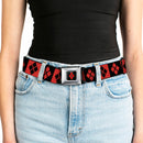 Harley Quinn Diamond Full Color Black Red Seatbelt Belt - Harley Quinn Diamond Blocks Red/Black Black/Red Webbing