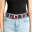 Harley Quinn Diamond Full Color Black Red Seatbelt Belt - Harley Quinn Poses/HAHAHA!/Diamonds/Hearts Halftone White/Black/Red Webbing