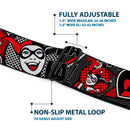 Harley Quinn Diamond Full Color Black Red Seatbelt Belt - Harley Quinn Poses/HAHAHA!/Diamonds/Hearts Halftone White/Black/Red Webbing