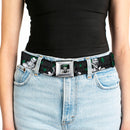 Joker Stare Full Color Black White Grays Green Seatbelt Belt - The Joker 4-Laughing Expressions/Suits/HAHAHA Black/Gray/Greens Webbing