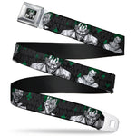 Joker Stare Full Color Black White Grays Green Seatbelt Belt - The Joker 4-Laughing Expressions/Suits/HAHAHA Black/Gray/Greens Webbing