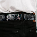 Joker Face Bats CLOSE-UP Full Color Grays Seatbelt Belt - BATMAN ARKHAM ORIGINS Joker Expressions/Bats Grays Webbing