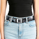 Joker Face Bats CLOSE-UP Full Color Grays Seatbelt Belt - BATMAN ARKHAM ORIGINS Joker Expressions/Bats Grays Webbing