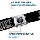 JL 2017 Badge Full Color Black Grays Seatbelt Belt - JUSTICE LEAGUE 2017 Title Black/Stone Webbing