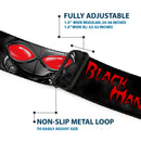 Black Manta Face CLOSE-UP Full Color Grays Seatbelt Belt - BLACK MANTA 3-Poses Grays/Red Webbing